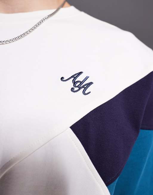 Alma De Ace colour block 240gsm t-shirt in beige, 3 of 4