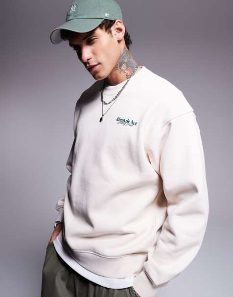 Alma de Ace crewneck sweatshirt with logo back print in white - view 1