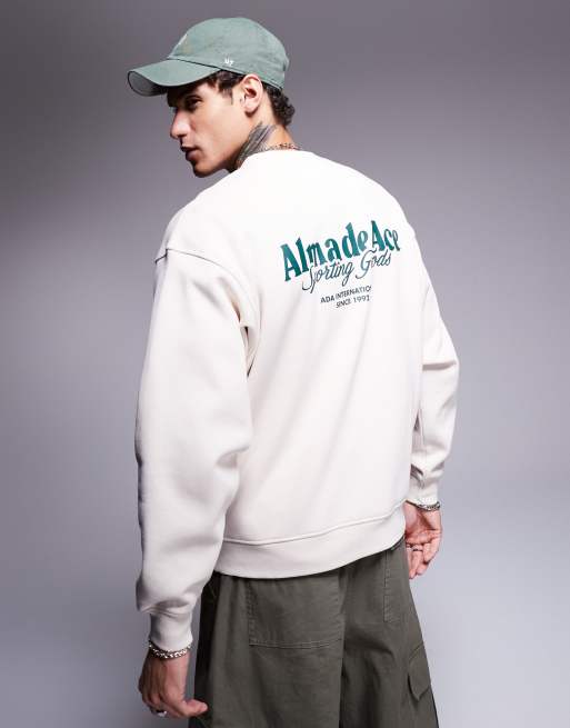 Alma de Ace crewneck sweatshirt with logo back print in white, 4 of 4