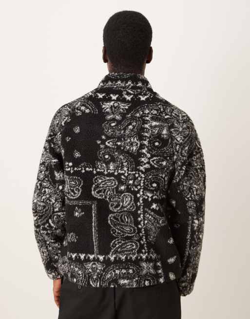 Alma De Ace fenta perla borg jacket in black paisley, 3 of 5