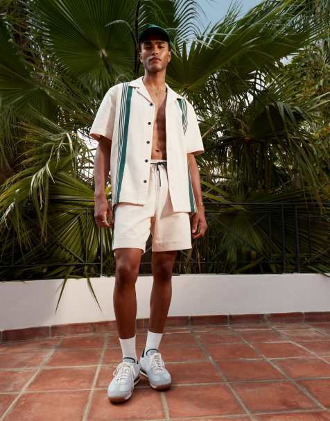 Alma De Ace - Gestreept overhemd en shorts in crème - view 1