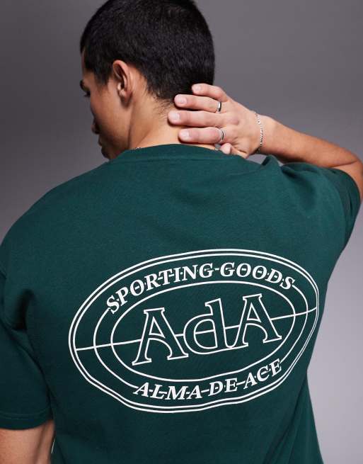 Alma De Ace graphic back print 240gsm t-shirt in green, 3 of 4