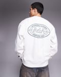 [Alma De Ace] Alma De Ace graphic back print 420gsm sweatshirt in cream-Neutral M BEIGE
