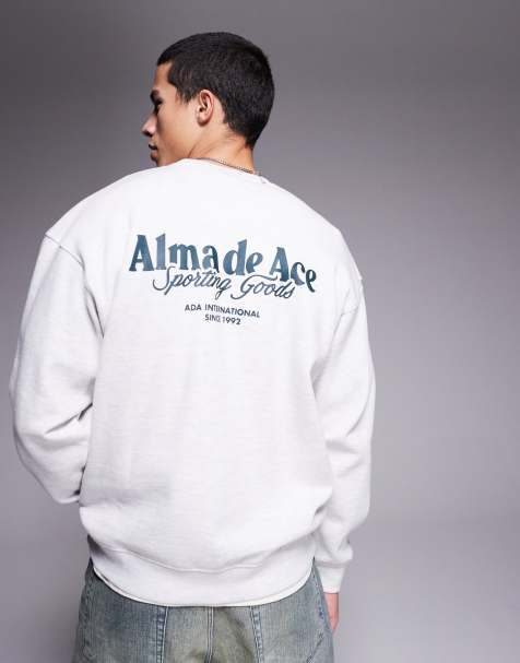 Alma De Ace graphic back print 420gsm sweatshirt in grey - view 1