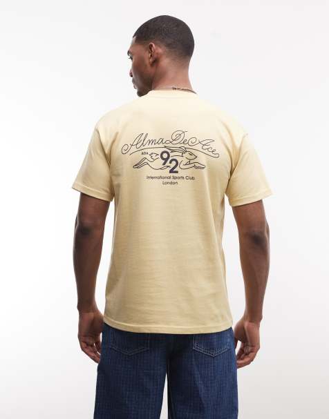 Alma De Ace hare sports back print logo t-shirt in yellow