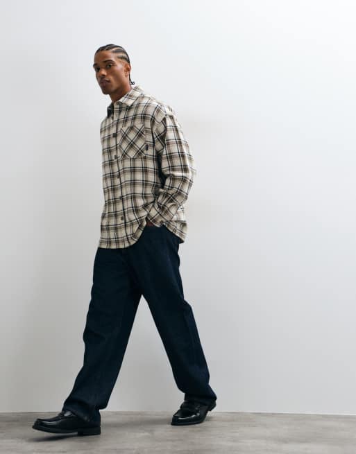 Alma De Ace Jovia long sleeve shirt in cream & brown check, 2 of 5