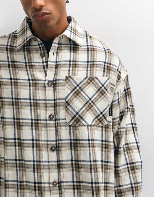 Alma De Ace Jovia long sleeve shirt in cream & brown check, 3 of 5