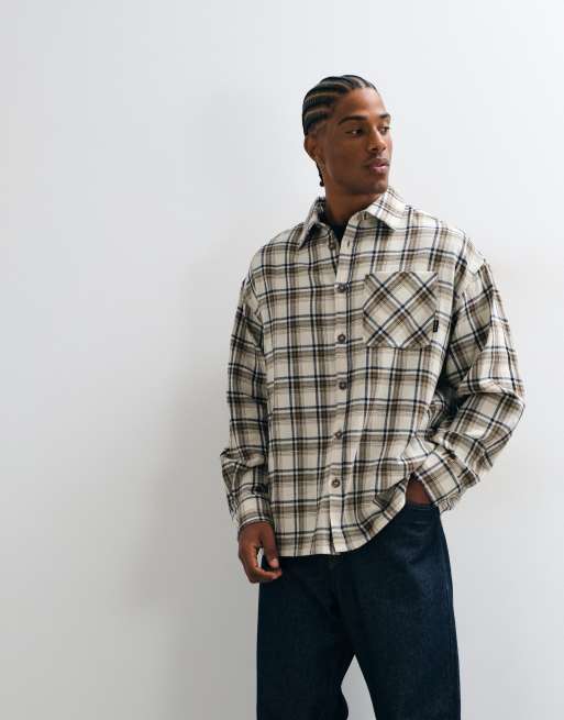 Alma De Ace Jovia long sleeve shirt in cream & brown check, 5 of 5