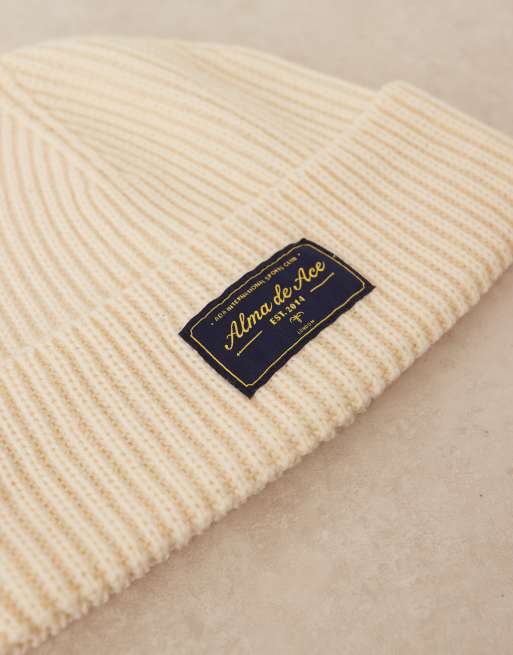 Alma de Ace knitted beanie in off white, 2 of 3