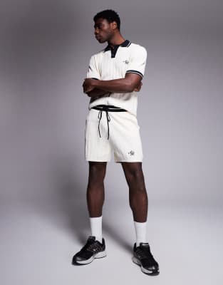 Alma De Ace Alma De Ace logo knitted shorts co-ord in beige-White