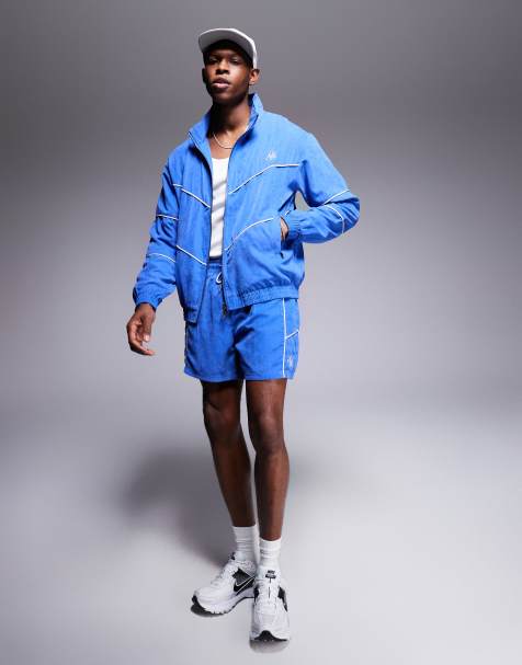 Alma De Ace logo track jacket and shorts set in blue - view 1