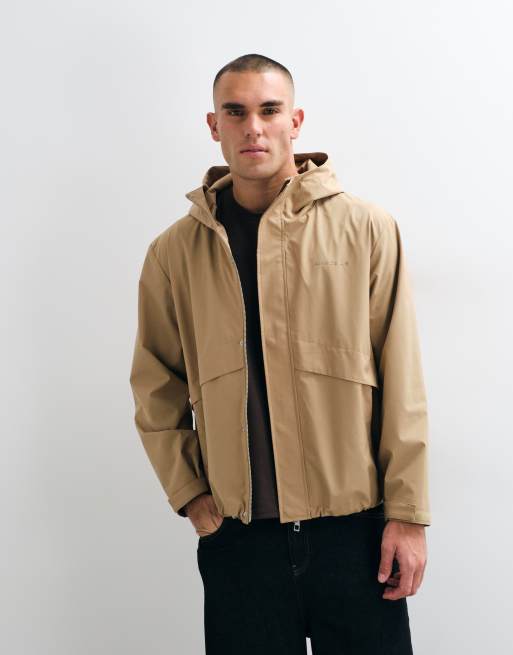 Alma De Ace Minta zip through windbreaker jacket in stone, 2 of 5