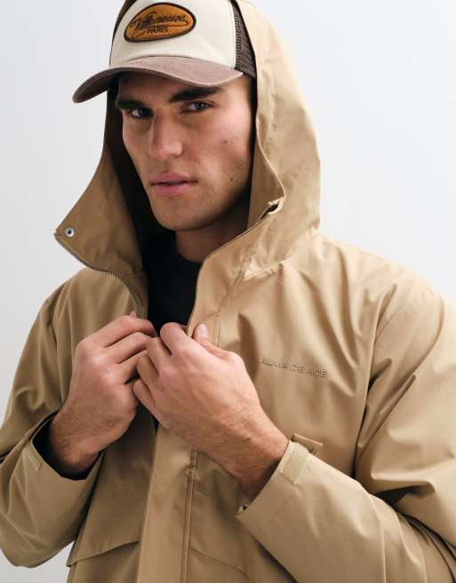 Alma De Ace Minta zip through windbreaker jacket in stone, 4 of 5