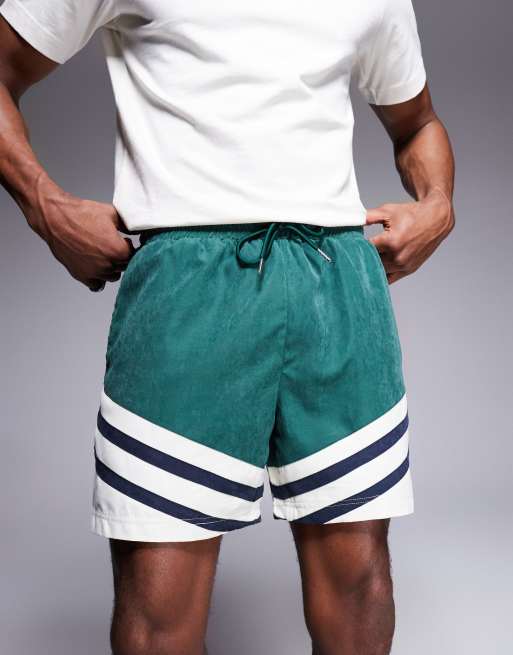 Alma de Ace - Pantaloncini verdi colorblock con logo , 5 di 5
