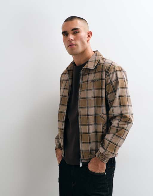 Alma De Ace Payten harrington jacket in beige check, 5 of 5
