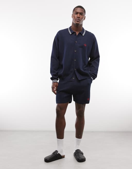Alma De Ace pluto button up collar cardigan in navy jacquard - part of a set, 2 of 5