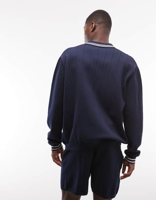 Alma De Ace pluto button up collar cardigan in navy jacquard - part of a set, 4 of 5