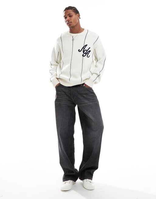 Alma de Ace - Pull rayé en maille avec logo - Blanc , 2 de 4