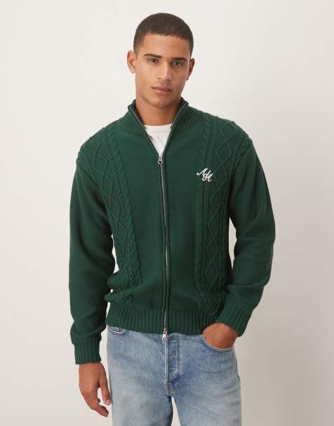 Alma De Ace sila knitted jacket in forest green - view 1