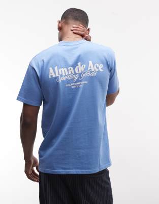 Alma De Ace Sporting Goods Back Print Logo T-shirt In Blue