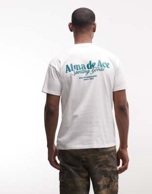 Alma De Ace Sporting Goods Back Print Logo T-shirt In White