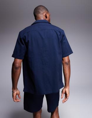 Alma De Ace Stripe Detail Short Sleeve Shirt In Navy