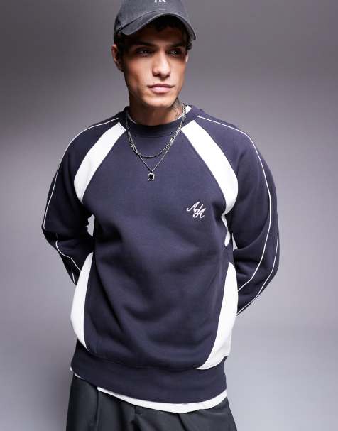Alma de Ace - Sweat unisexe ras de cou avec empiècement contrastant - Bleu marine - view 1