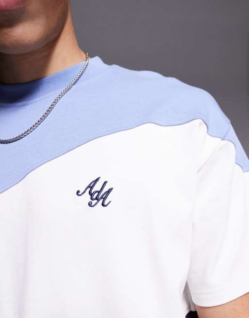 Alma De Ace – T-Shirt in Blau mit Blockfarben-Details, 240 g/m², 3 von 4