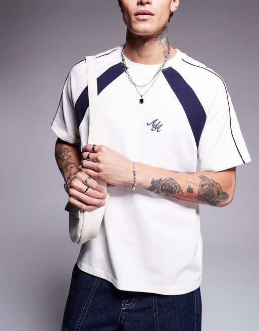 Alma de Ace - T-shirt met contrasterend inzetstuk in wit