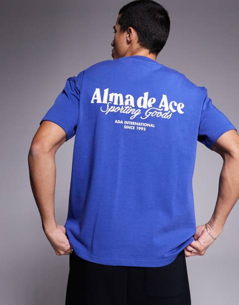 Alma De Ace - T-shirt van 240gsm stof met logo op de achterkant in blauw met wassing - view 1