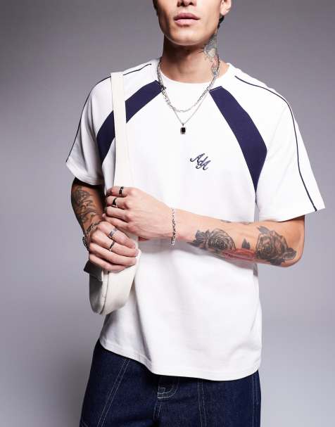 Alma de Ace t-shirt with contrast panel detail in white - view 1