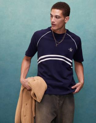 Alma De Ace Alma de Ace t-shirt with contrast piping in navy