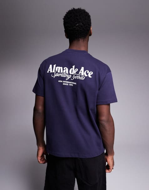 Alma de Ace t-shirt with logo back print in navy - view 1
