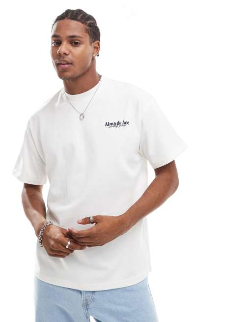 Alma de Ace t shirt with logo back print in white ASOS
