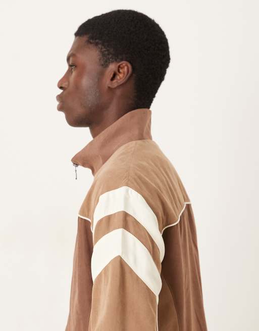 Alma de Ace - Vestra - Giacca sportiva colorblock beige con zip, 4 di 5