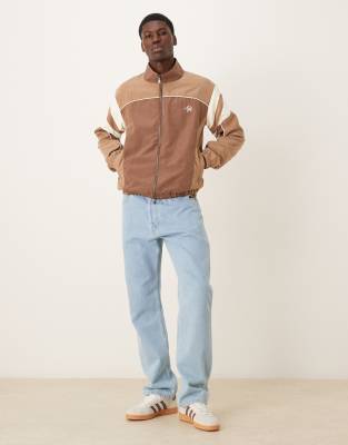 Alma De Ace Vestra Zip Up Color Block Track Jacket In Brown