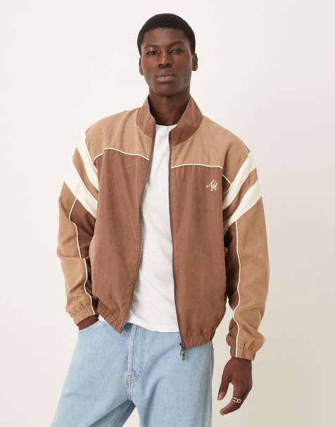 Alma de Ace Vestra zip up colour block track jacket in beige - view 1