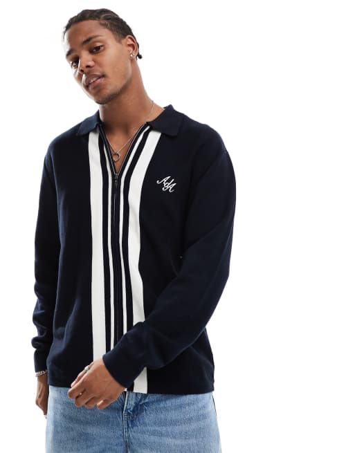 Zip up knit sweater sale