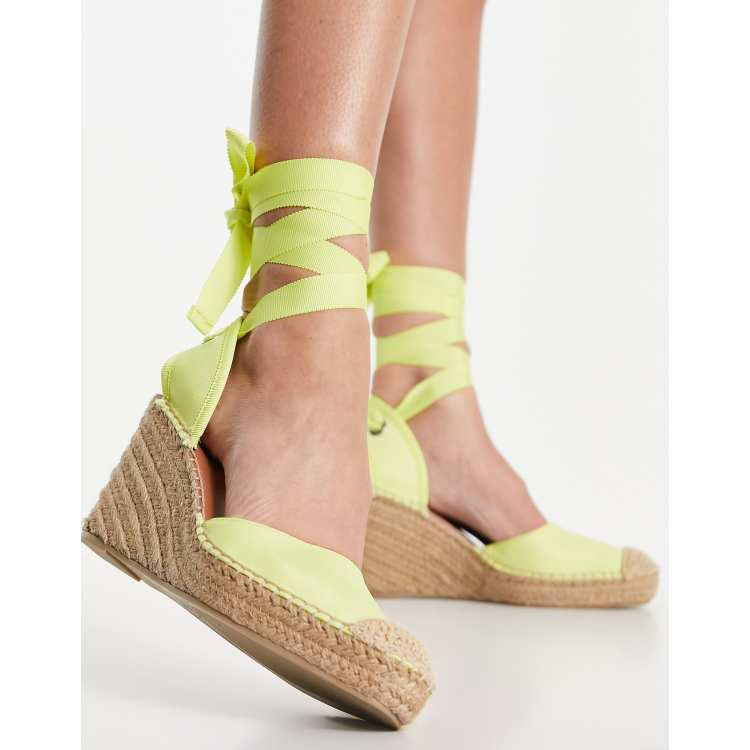 Alpargatas amarillo limón cuña y con diseño anudado a la pierna ASOS DESIGN | ASOS