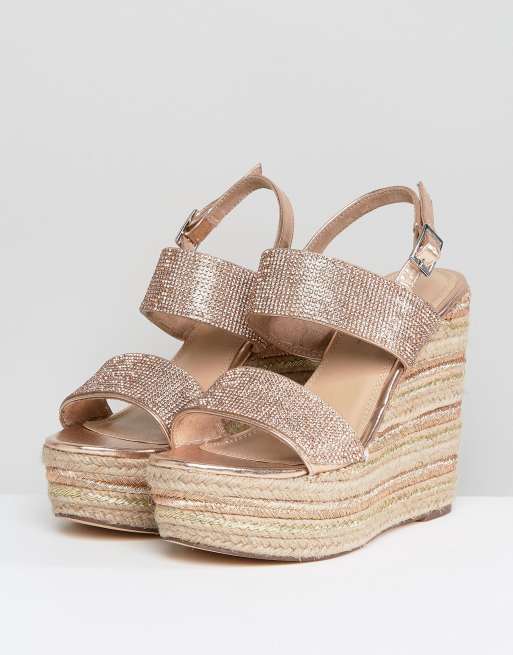 Alpargatas de cuña altas con diseño metalizado Teoni de ASOS DESIGN ASOS