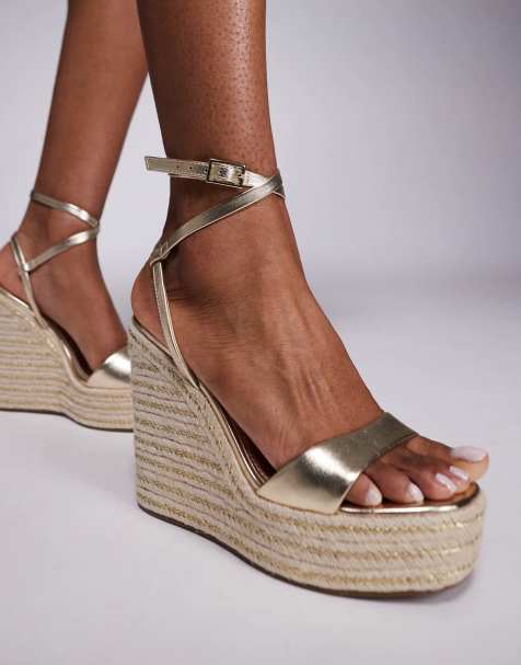 Alpargatas doradas de cuña Tamika de ASOS DESIGN Wide Fit - view 1