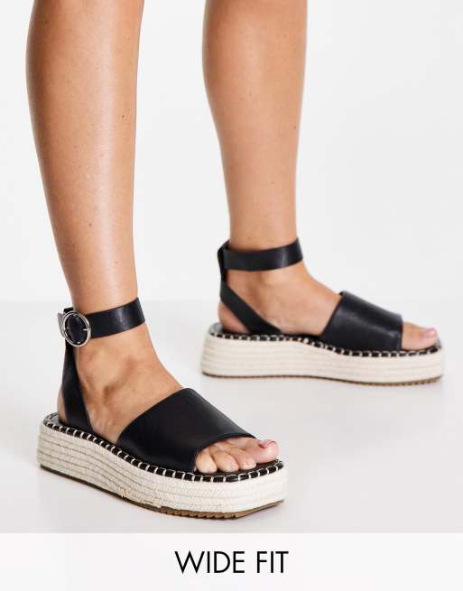 Alpargatas negras con plataforma Joyful de ASOS DESIGN Wide Fit | ASOS