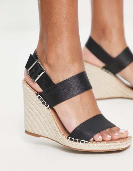 Alpargatas negras de cuña con diseño en dos partes de cuero Uri de Steve Madden, 3 de 4