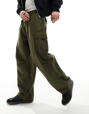Alpha Aircraft loose  fit cargo trouser in dark olive
