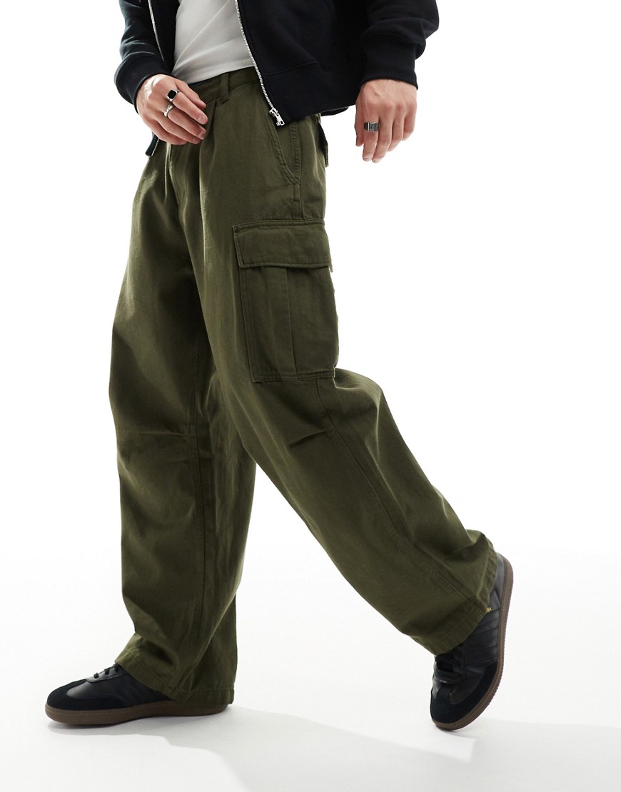 Alpha Aircraft loose fit cargo trouser in dark olive-Green