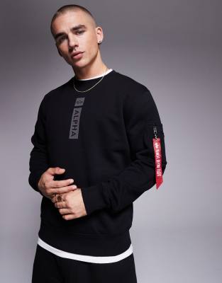 Alpha Industries Alpha chest logo sweatshirt in black