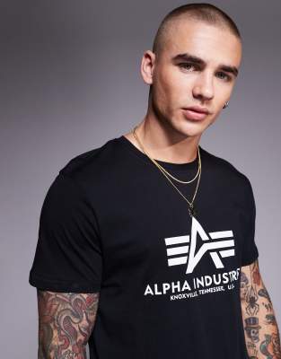 Alpha Industries Alpha chest logo t-shirt in black
