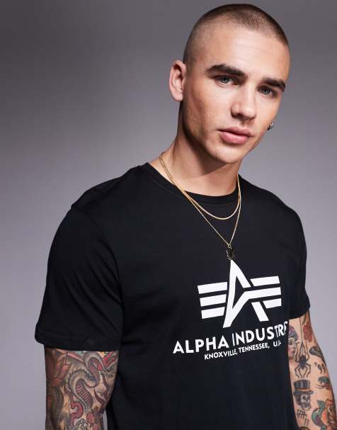 Alpha chest logo t-shirt in black - view 1