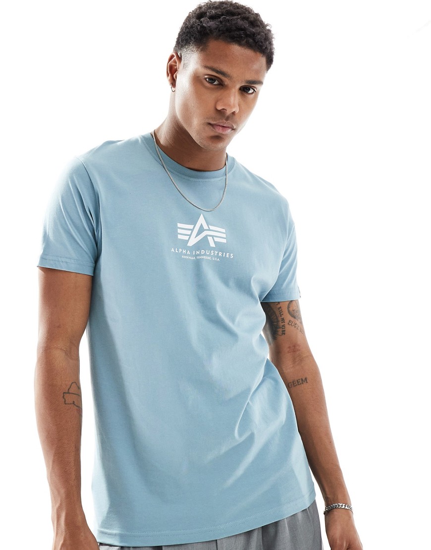 Alpha chest logo t-shirt in light blue