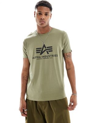 Alpha chest logo t-shirt in olive green